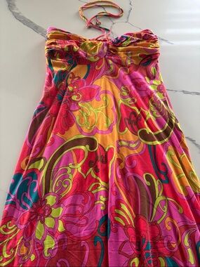 Trina Turk Strapless Maxi Dress in Pink, Orange, Lime & Teal